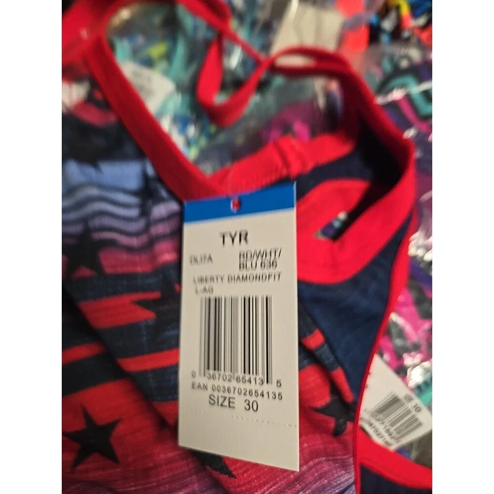 TYR DuraFast One Liberty DiamondFit 1pc Swimsuit - Red/white/blue Sz 30 New